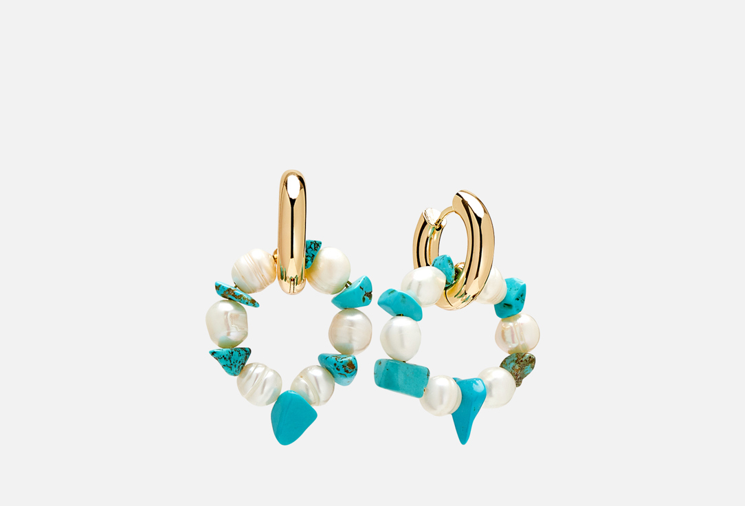 Изображение товара Серьги Veltom жемчужные бублики бирюзовые