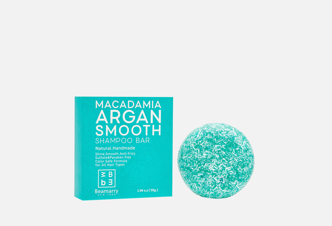 

Твердый шампунь для волос BEAMARRY, MACADAMIA ARGAN SMOOTH SHAMPOO BAR 55 г