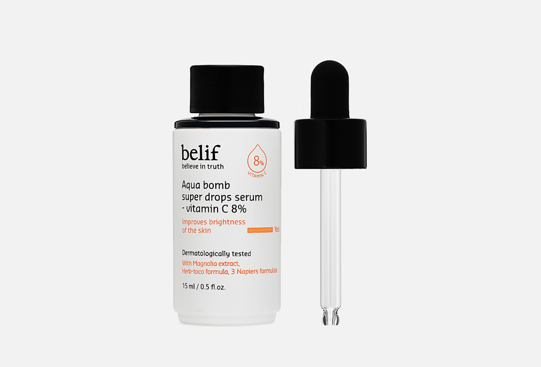 Сыворотка с витамином C для сияния кожи BELIF Aqua bomb super drops serum–vitamin C 8% 15 мл гель для умывания belif aqua bomb jelly cleanser 160 мл