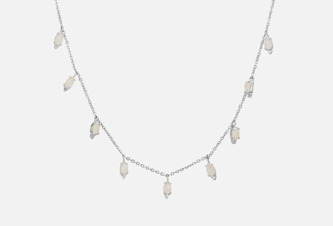 Ожерелье серебряное MOONKA С лунными камнями и топазами 1 шт