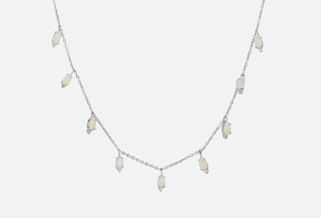 Ожерелье серебряное Moonka с лунными камнями и топазами 