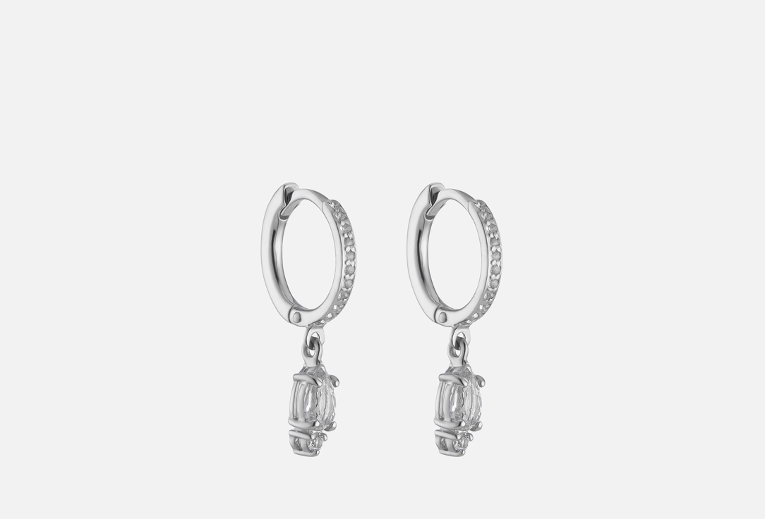 Изображение товара Серьги серебряные Moonka с подвесками-грушами с белым топазом