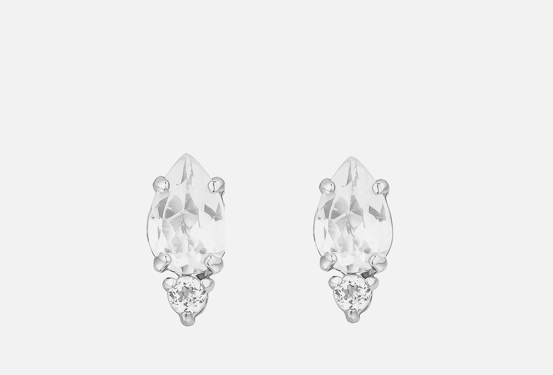 Серьги серебряные MOONKA Пусеты с белым топазом 2 шт модные серьги из латуни с натуральным топазом ювелирные серьги gemstonetanzanite