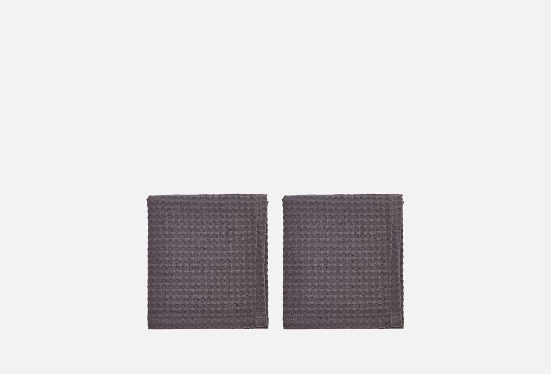 Изображение товара Набор кухонных полотенец вафельных из 100% хлопка 33х60 см Фруктовка.рф серые 2 шт