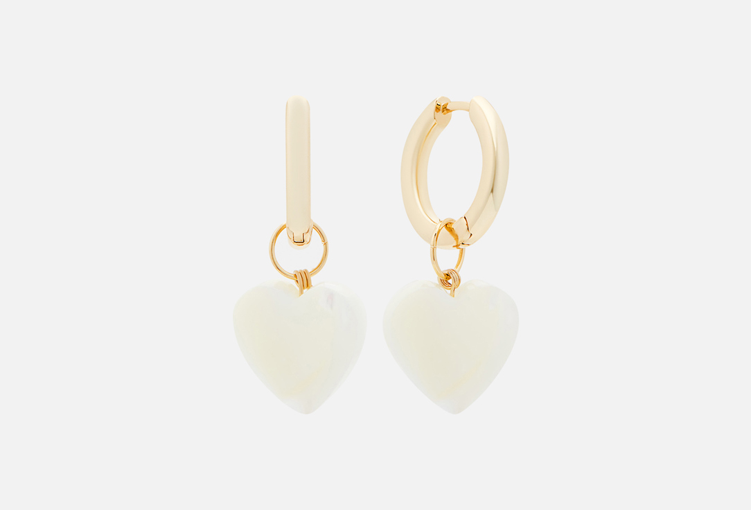Изображение товара Серьги Le CHER с перламутровыми сердцами из латуни и позолоты