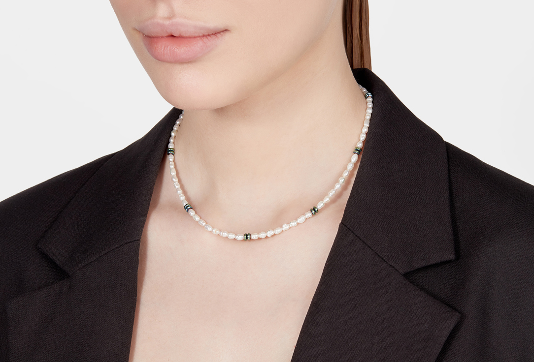 Ожерелье Le CHER из жемчуга с гематитом 
