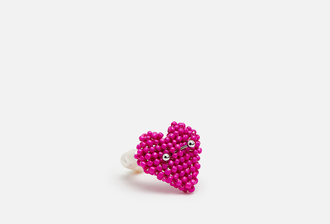 Кольцо DETALI NA SHEYU Ring pink heart with piercing 17 мл моносерьга detali na sheyu earring pink emoji with piercing 1 шт