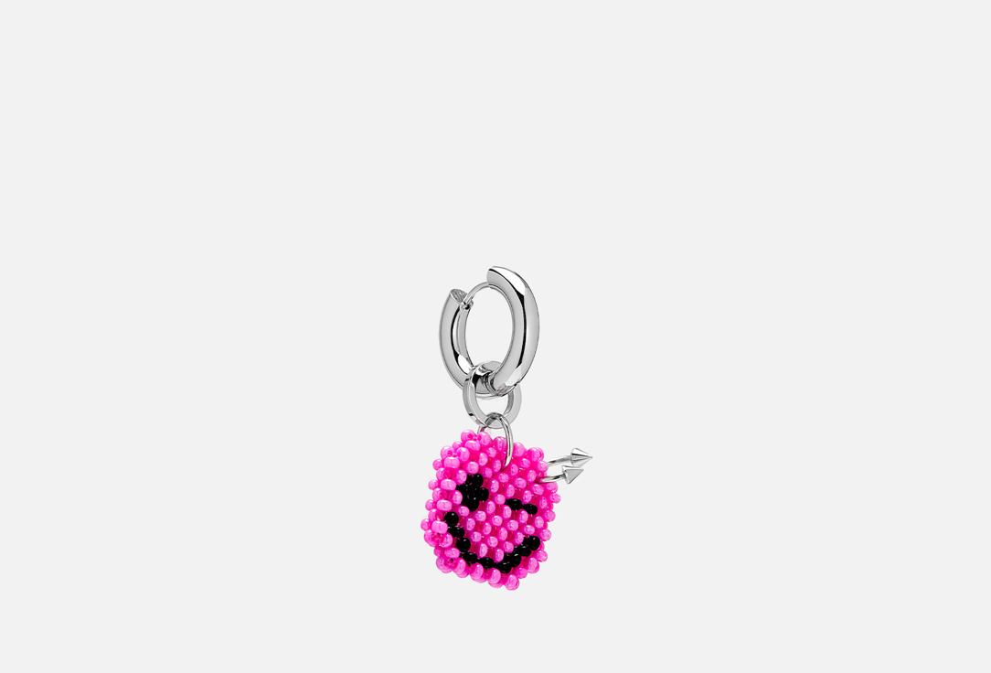 Моносерьга Detali na Sheyu Earring pink emoji with piercing 