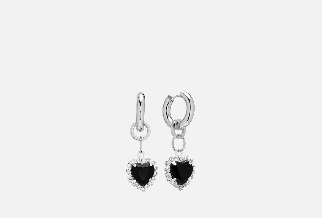 Серьги-конго DETALI NA SHEYU Earrings black heart 2 шт кольцо detali na sheyu ring red heart 16 размер