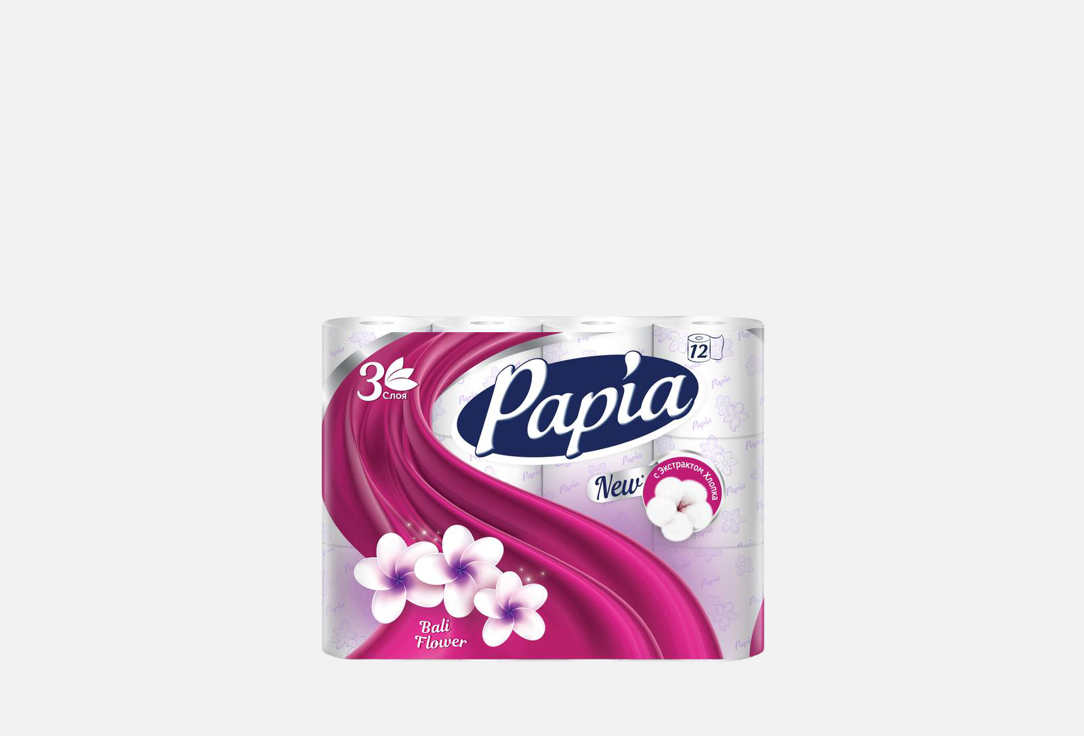 Туалетная бумага PAPIA балийский цветок, 3 слоя 