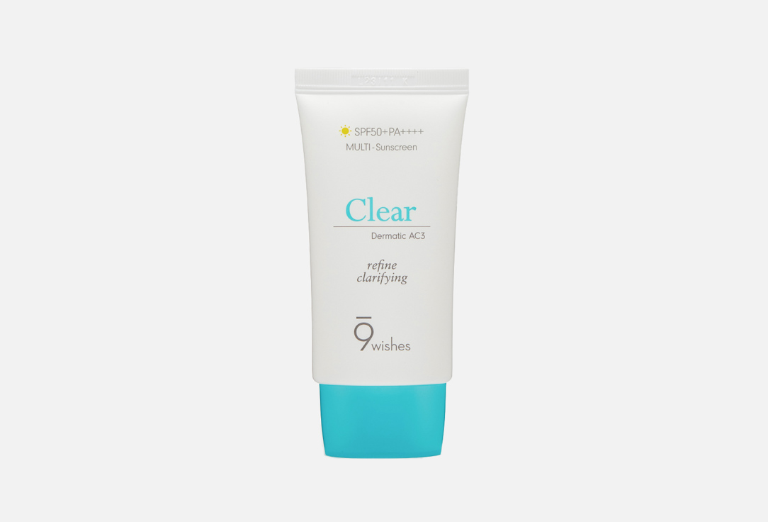 Солнцезащитный крем с LHA-кислотой SPF 50+ PA++++ 9 wishes Dermatic Clear Sunscreen 