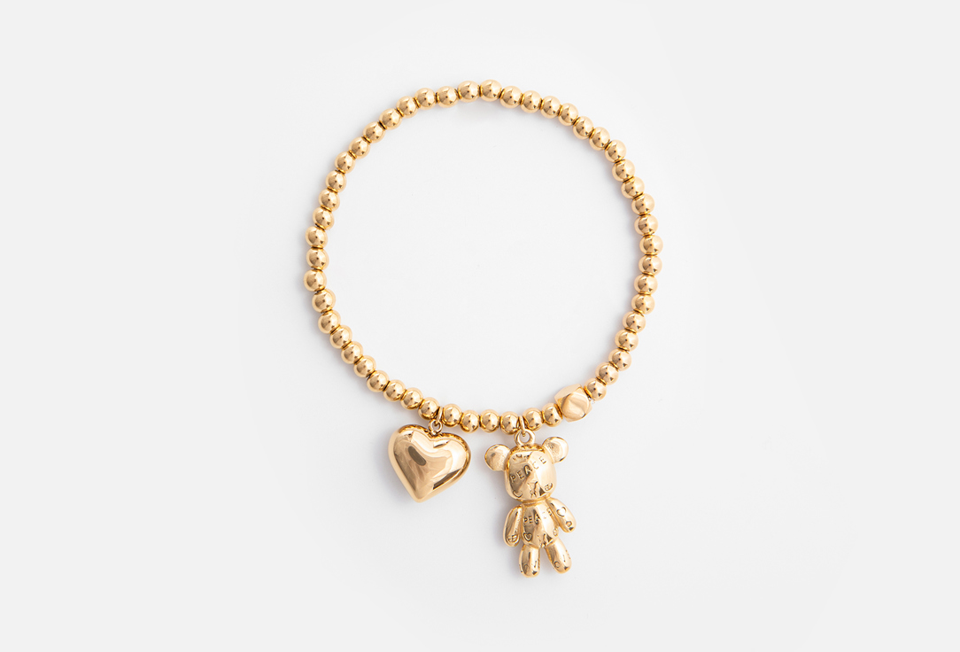 браслет многослойный attribute shop с цирконами 1 шт Браслет из шариков ATTRIBUTE SHOP Golden Bear with teddy Bracelet 1 шт