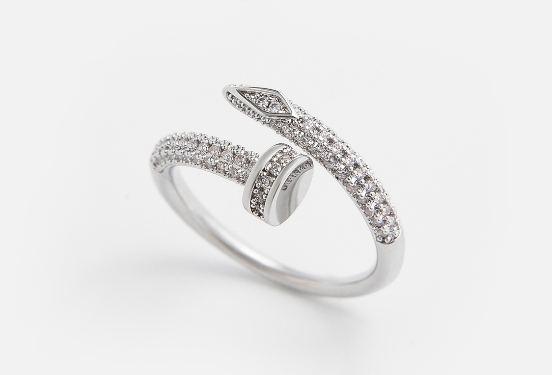 Кольцо Гвоздь с цирконами ATTRIBUTE SHOP Ring nail 1 шт кольцо attribute shop с прямоугольным узким кристаллом золотистое 17 18 5 размер