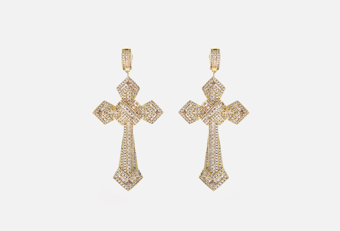 серьги attribute shop silver pearl earrings 2 шт Серьги ATTRIBUTE SHOP Golden earrings Cross 2 шт