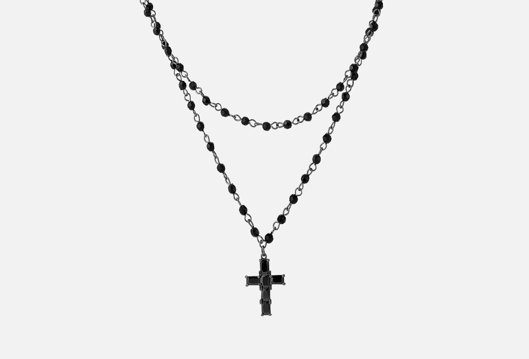 Цепь двойная ATTRIBUTE SHOP Black chain Cross 1 шт