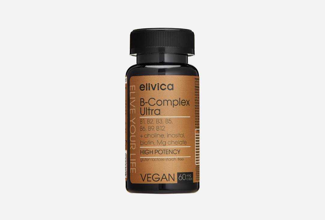 Комплекс витаминов и минералов ELIVICA Витамины группы B, холин, биотин 60 шт комплекс витаминов и минералов elivica витамины к2 d3 кальций 60 шт