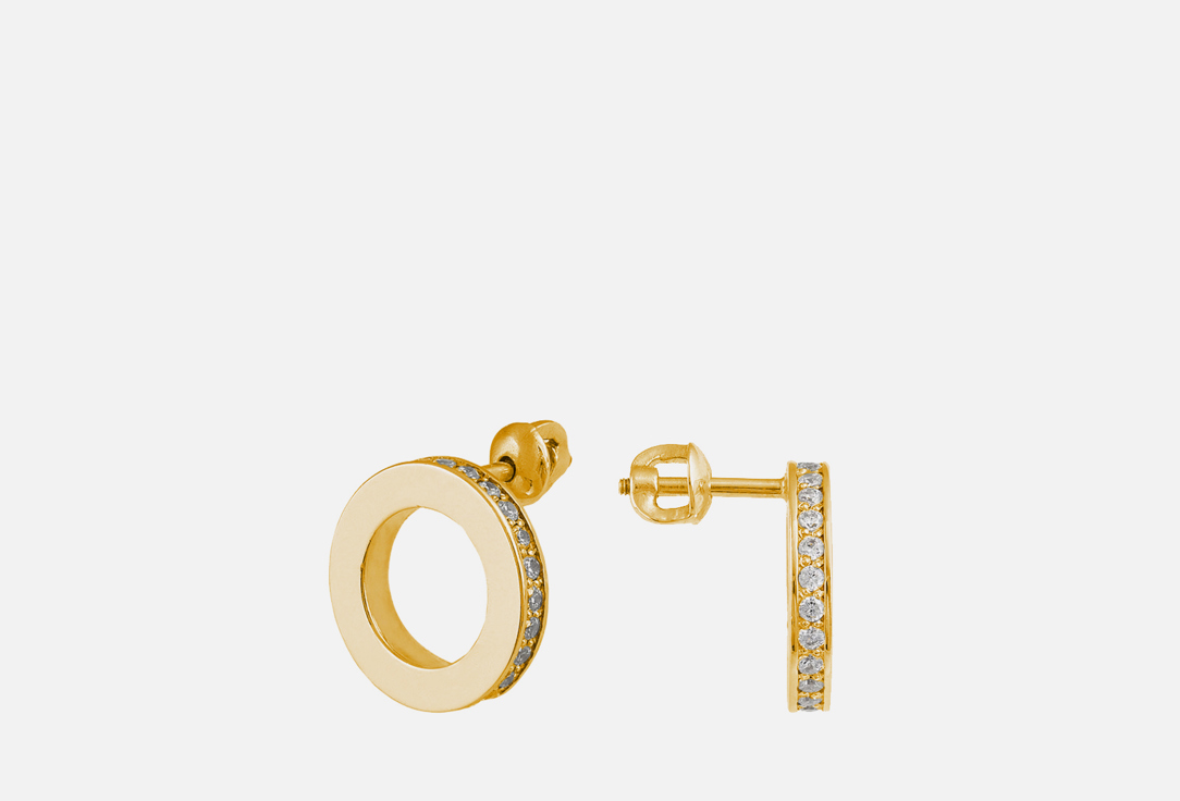 Пусеты серебряные GOLDENGAL КРУГ с камнями 2 шт кольцо позолота классика круг со вставкой 16 размер