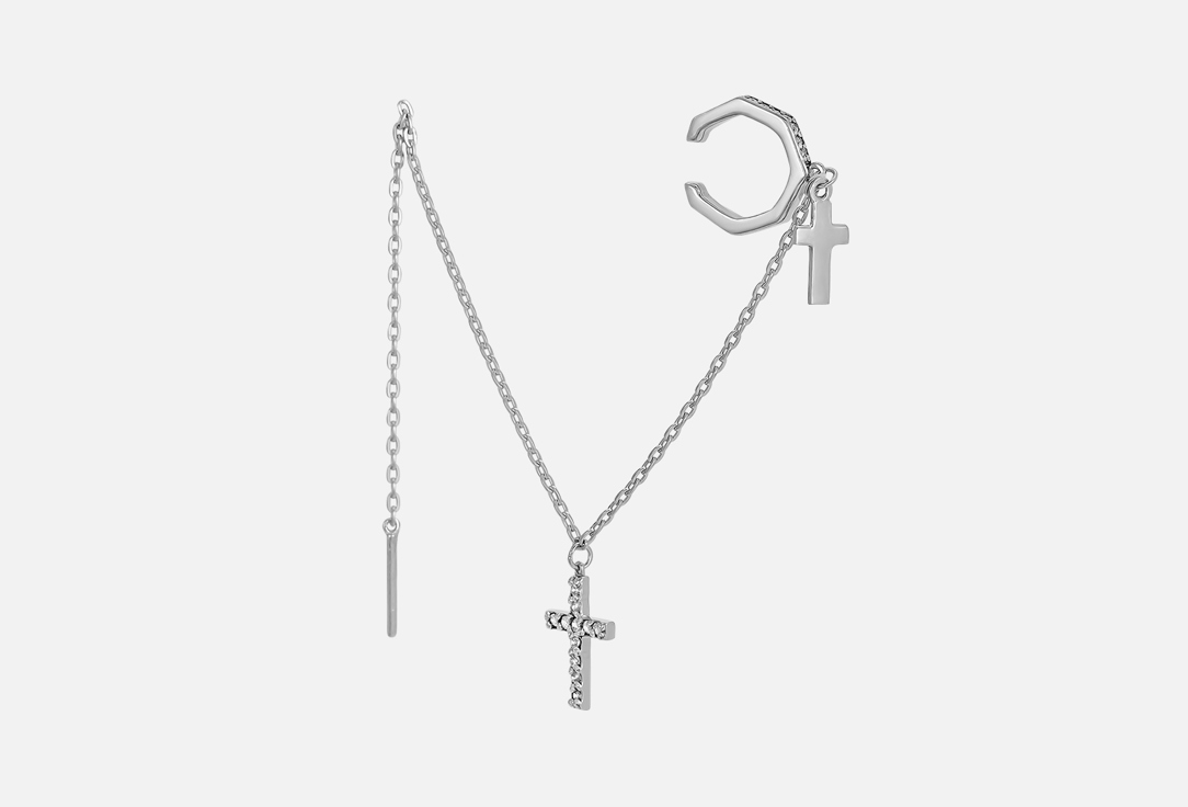 

Серьга-кафф серебряная TOSYA, Продевка с крестами 1 шт