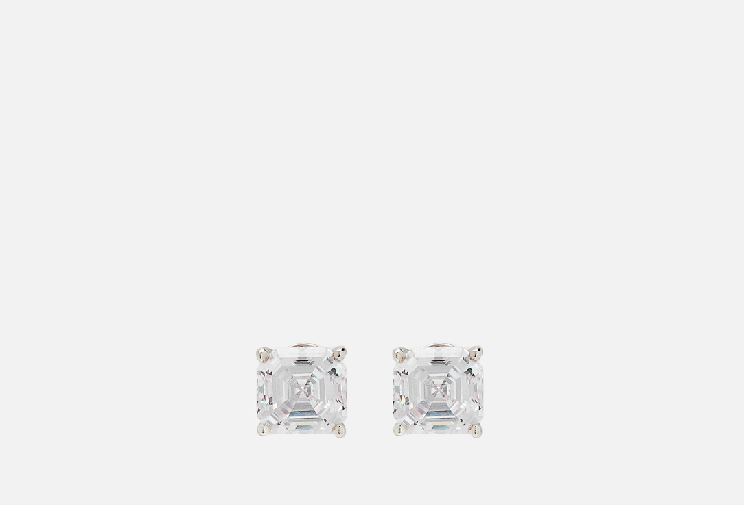 Серьги серебряные TOSYA С фианитом в белом цвете 2 шт серьги с фианитом шампань круг в цирконах