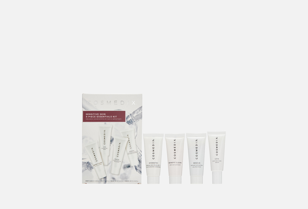 цена Набор: очищающий гель для умывания, сыворотка успокаивающая, маска увлажняющая, крем увлажняющий COSMEDIX Sensitive Skin 1 шт