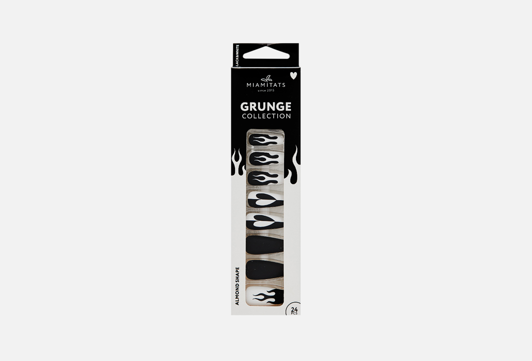 Набор накладных ногтей с клеевыми стикерами MIAMITATS GRUNGE Black&white 1 шт лак miamitats набор накладных ногтей grunge chess