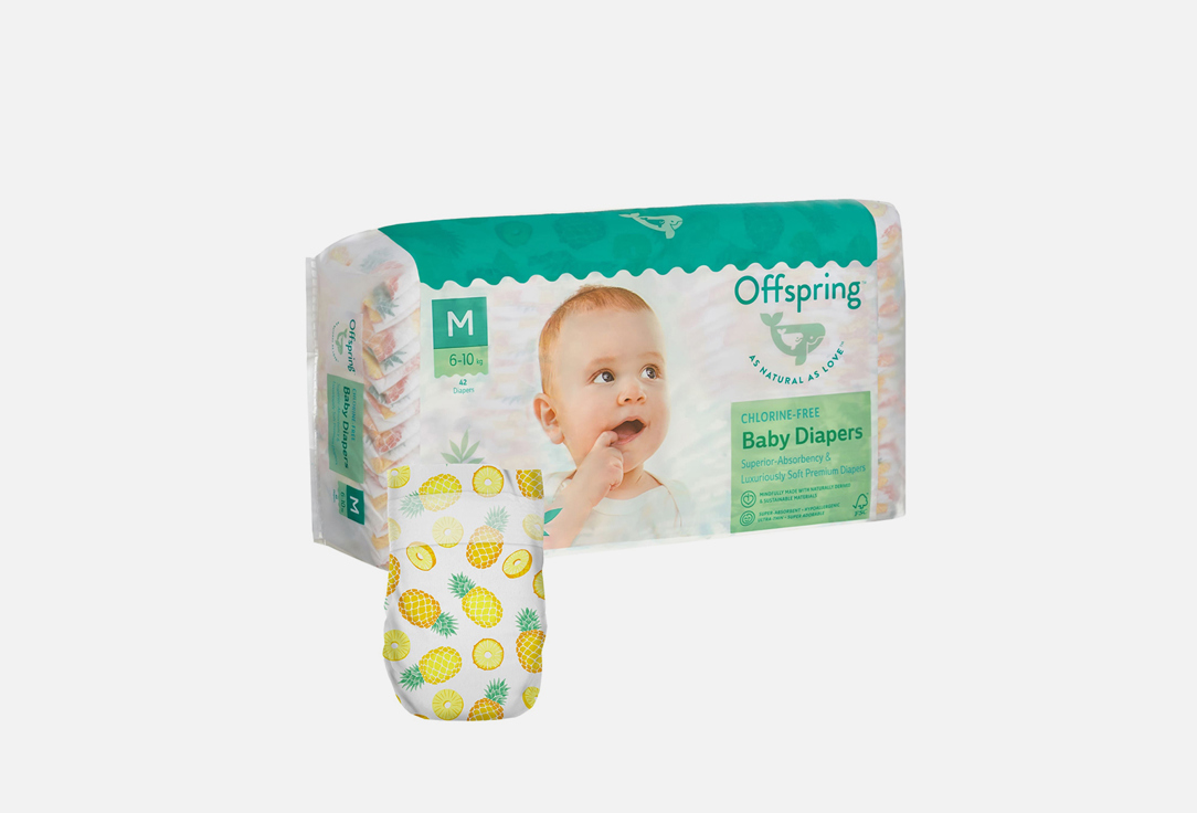 Изображение товара Подгузники Offspring 6-10 кг, ананасы