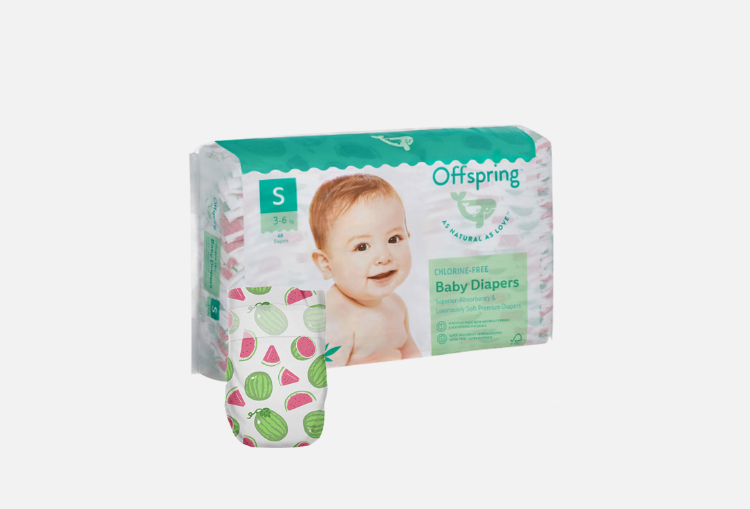 Изображение товара Подгузники Offspring 3-7 кг, арбузы