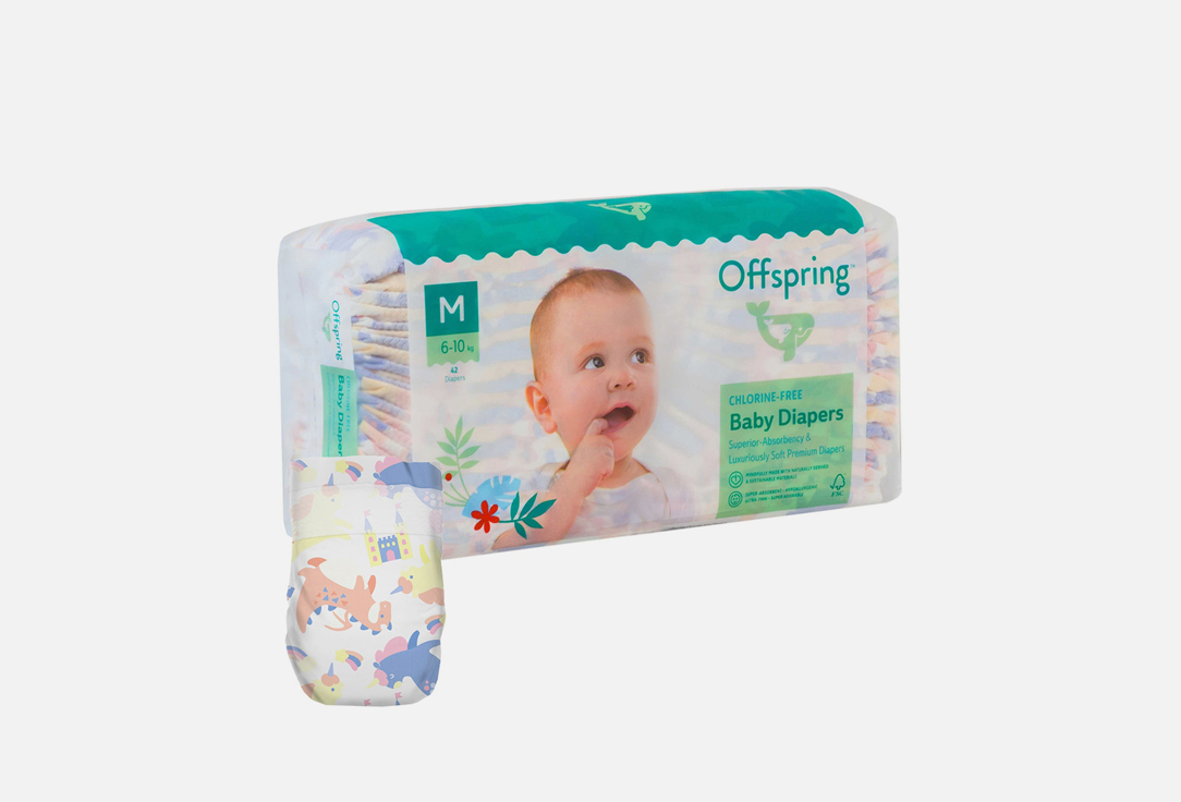 

Подгузники OFFSPRING, 6-10 кг, единороги 42 шт