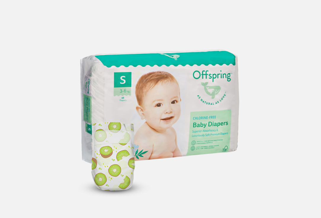 

Подгузники OFFSPRING, 3-6 кг, киви 48 шт