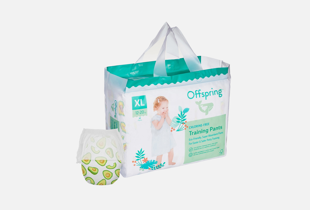 Трусики-подгузники OFFSPRING 12-20 кг, авокадо 30 шт