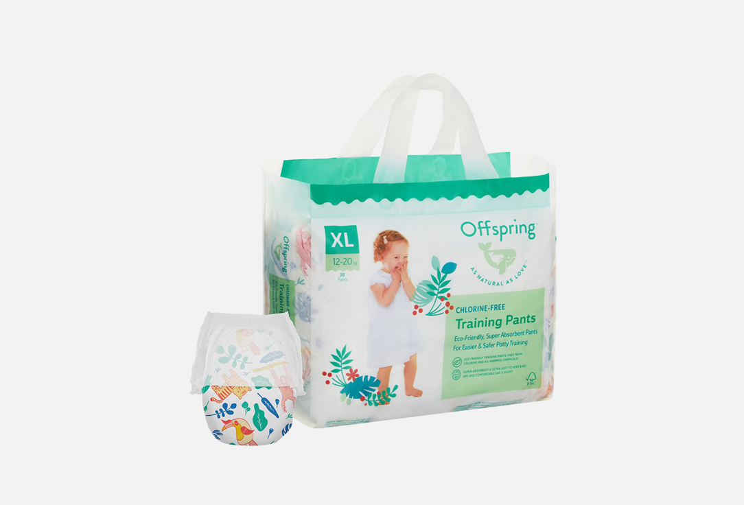 

Трусики-подгузники OFFSPRING, 12-20 кг, джунгли 30 шт