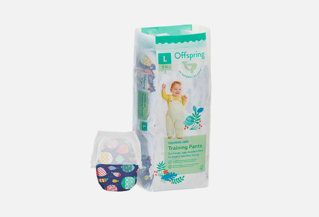 Изображение товара Трусики-подгузники Offspring 9-14 кг, рыбки