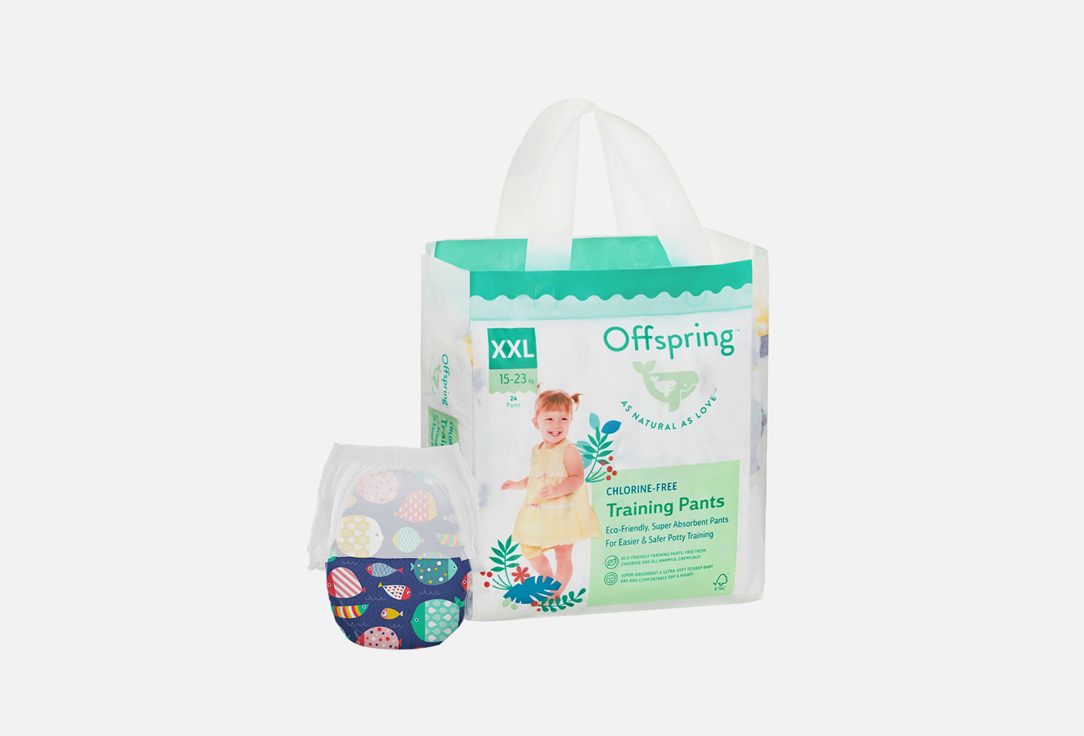 Изображение товара Трусики-подгузники Offspring 15-23 кг рыбки безопасные эко подгузники Австралия