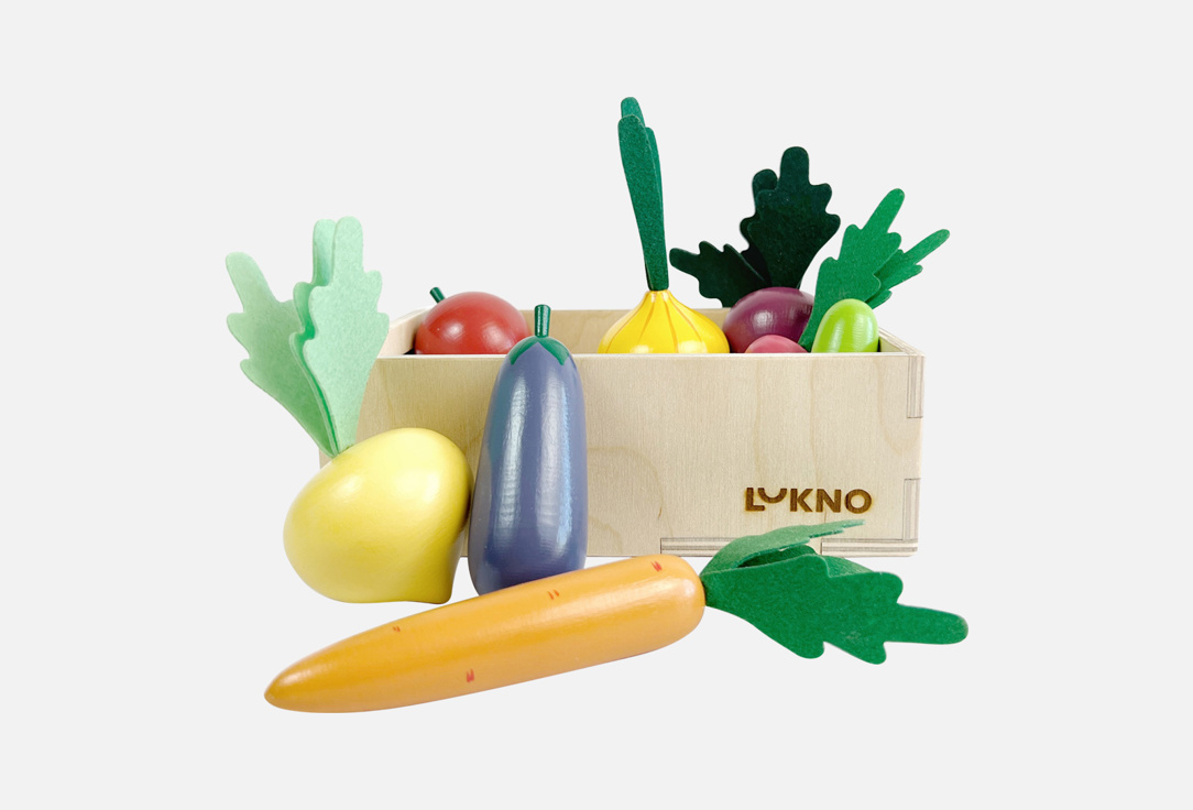 Набор деревянных игрушечных овощей LUKNO В ящике 1 шт набор игрушечных строительных инструментов 12 предм в ящике 50388