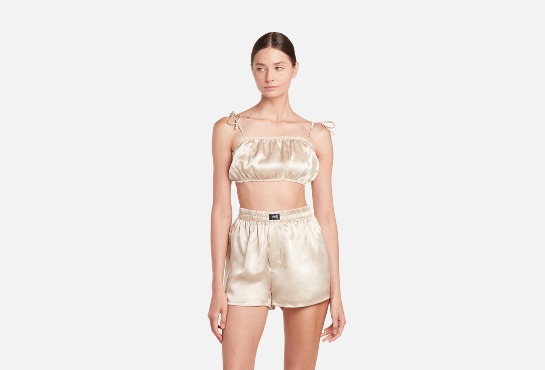 Изображение товара Шелковый топ-бандо silk lovers Латте для женщин регулируемый из натурального шелка