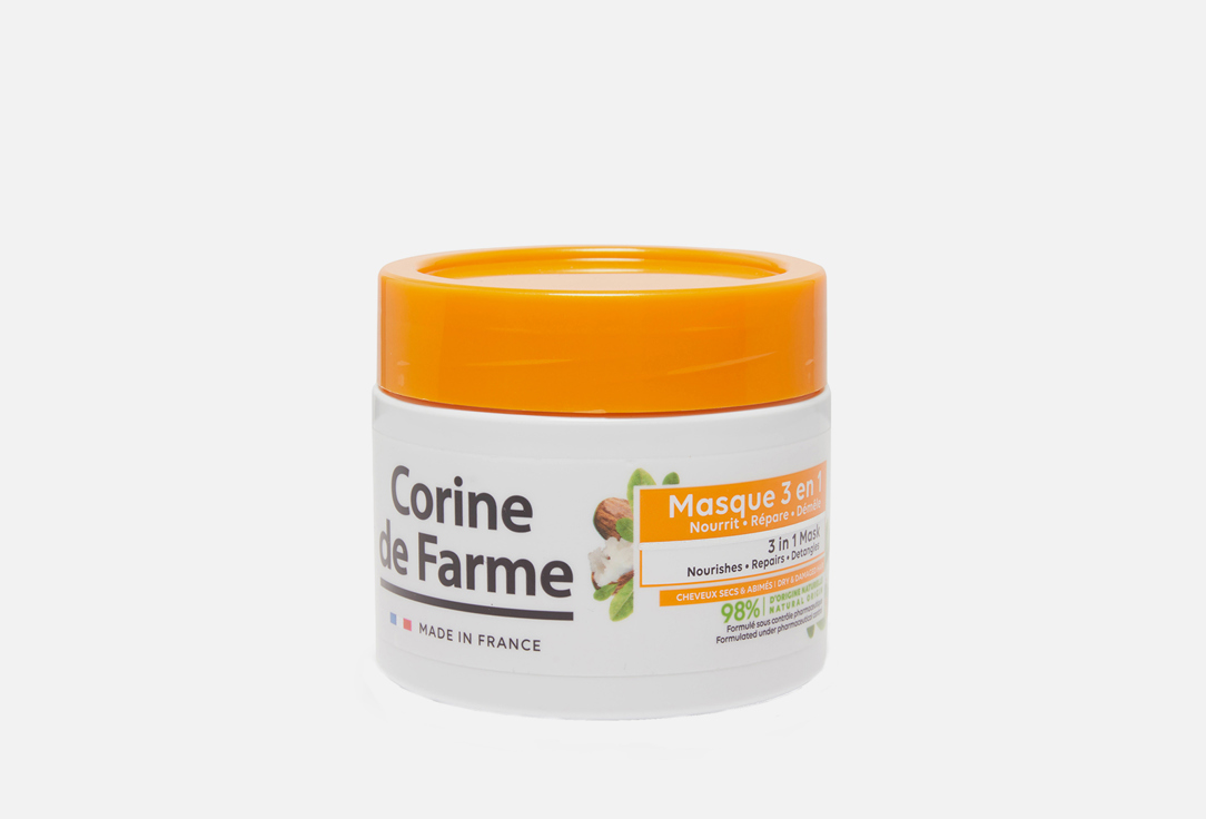 Macка для волос 3в1 CORINE DE FARME Nourishes & repairs 300 мл биоорганическое защитное молочко 500 мл corine de farme