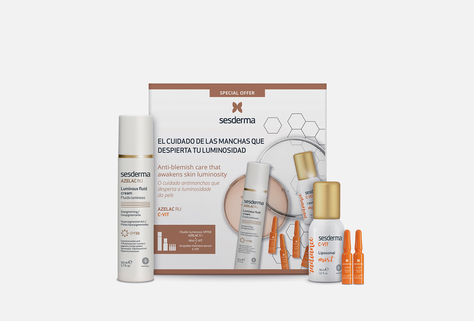 Sesderma Набор: флюид для сияния кожи, спрей-мист с витамином С ...