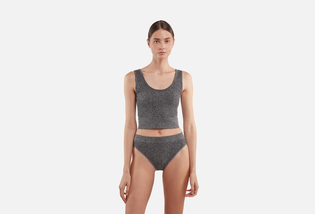 Изображение товара Майка-топ Omsa удлиненная женская с вафельным плетением серый меланж