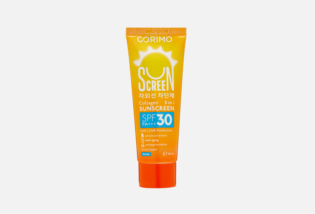 Солнцезащитный крем для лица и тела SPF 30 CORIMO Collagen Face & Body Anti-Aging Sun Cream Waterproof 50 мл солнцезащитный крем для лица spf30 50 мл angiopharm ангиофарм