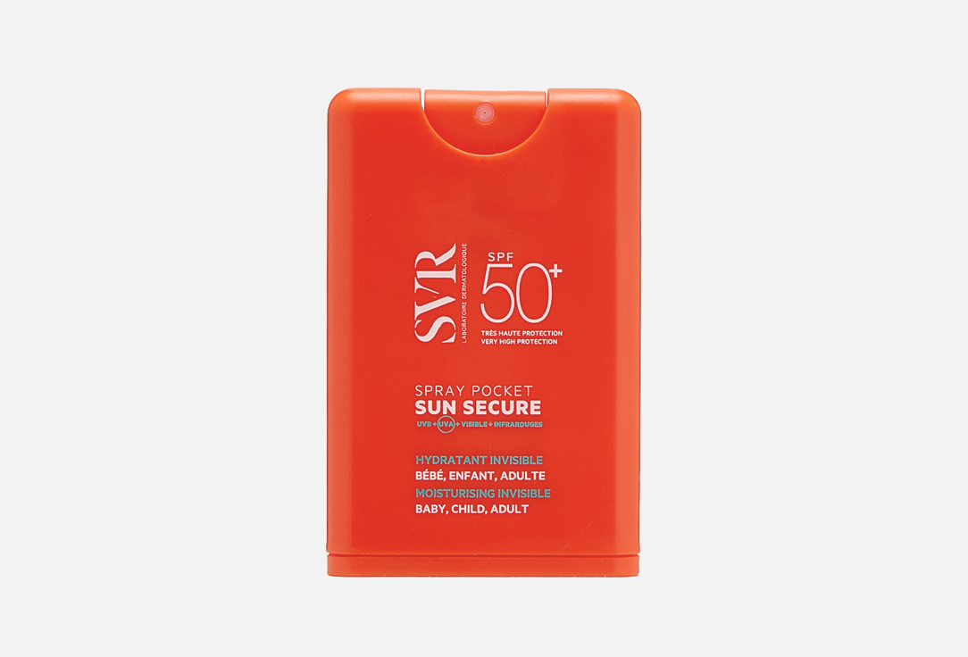 

Солнцезащитный увлажняющий спрей, SPF 50+ SVR, SPRAY POCKET SUN SECURE 20 мл