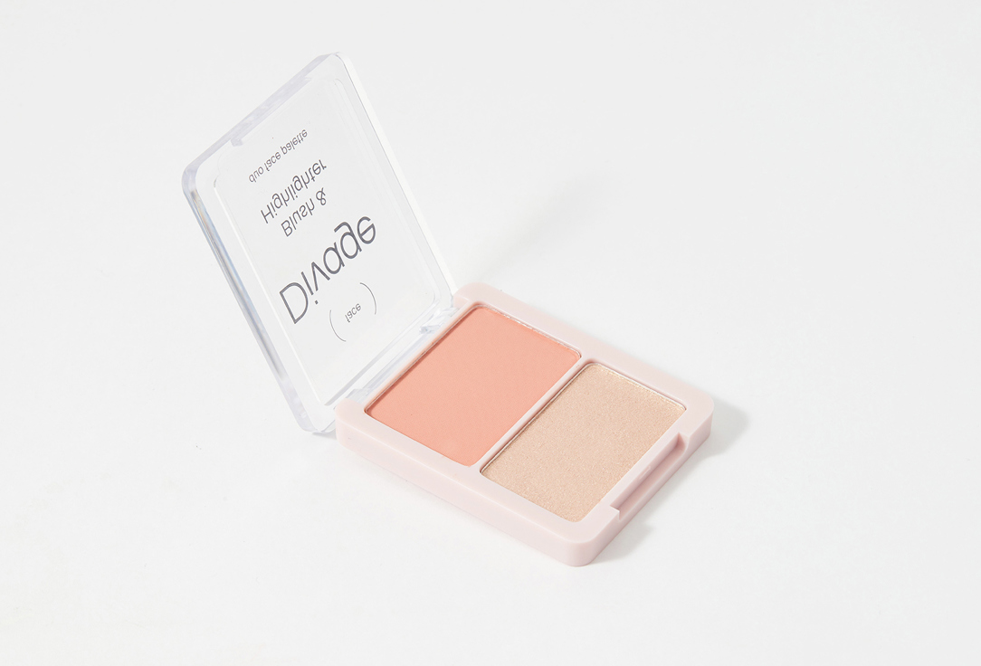 Палетка для лица Divage Blush & Highlighter Duo Face Palette коралловый / золотистый