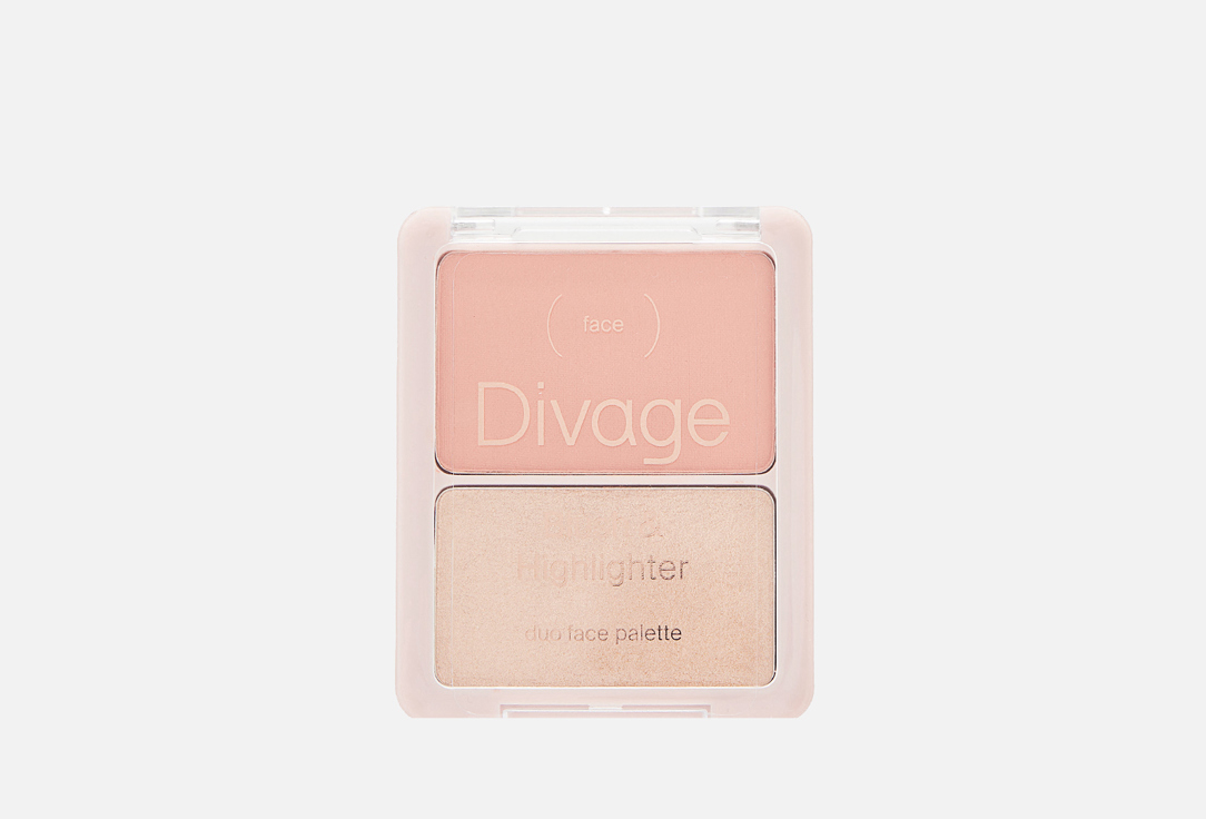 Палетка для лица Divage Blush & Highlighter Duo Face Palette коралловый / золотистый
