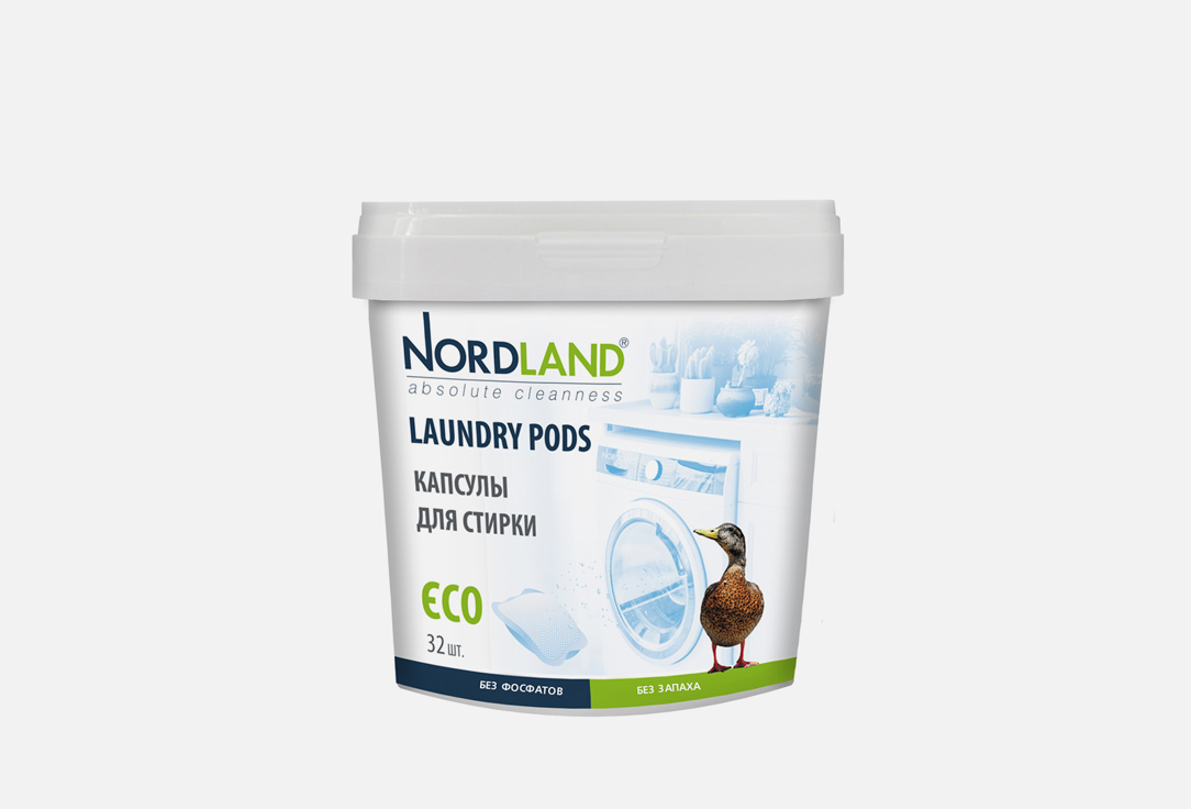Капсулы для стирки NORDLAND Eco 32 шт бытовая химия nordland капсулы для стирки 32 шт