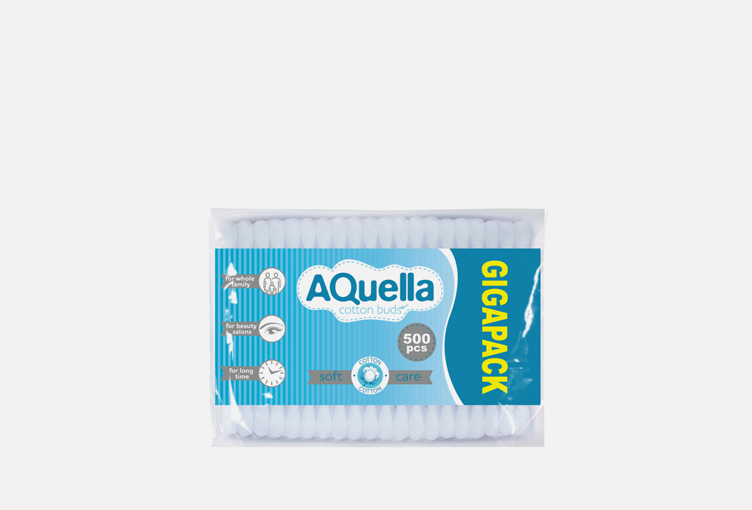 

Ватные палочки AQUELLA, Хлопковые 500 шт