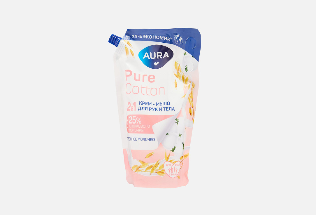 Жидкое мыло AURA Pure cotton, овсяное молочко 850 мл