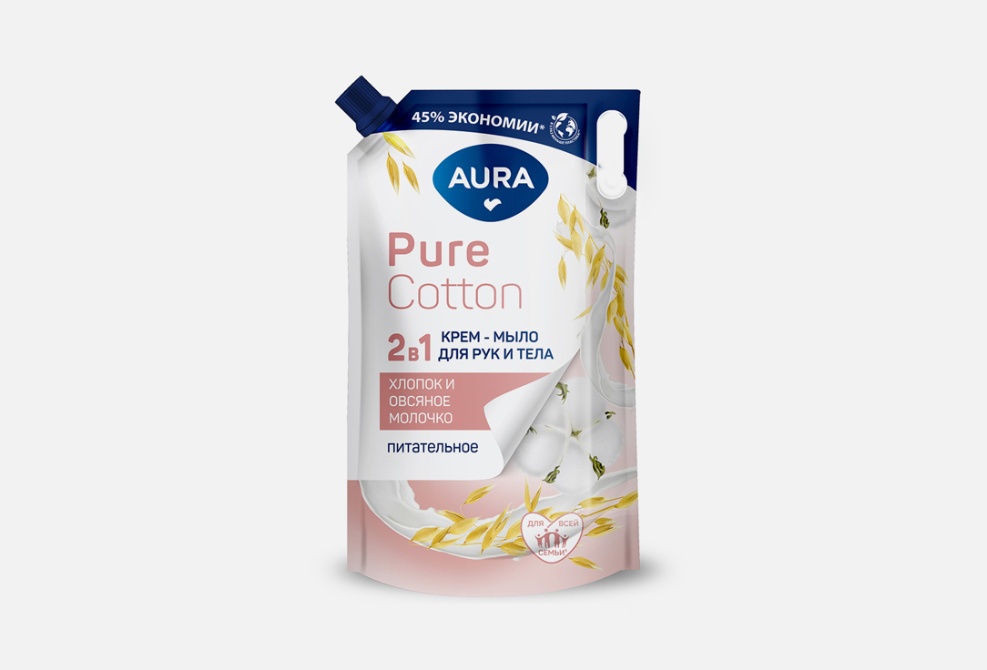 Жидкое мыло Aura pure cotton, овсяное молочко 