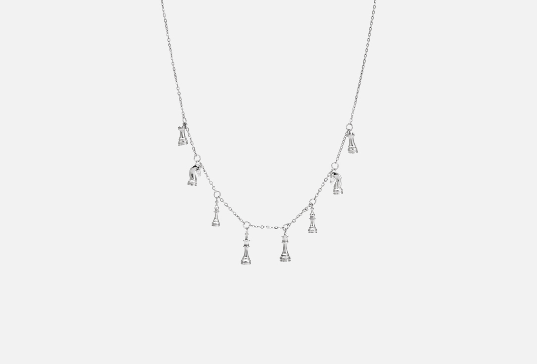 Изображение товара Колье из серебра 925 пробы с подвесками шахматных фигур