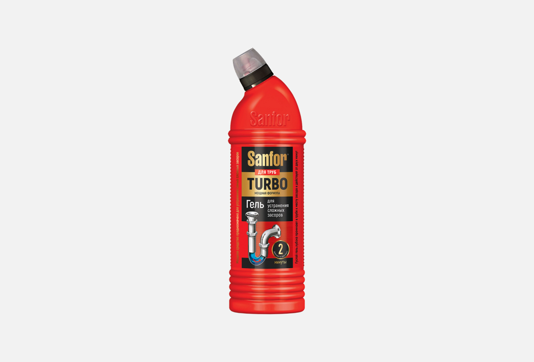 Средство для устранения засоров SANFOR Turbo 1000 г чистящее средство forest clean turbo гель для устранения засоров 5л