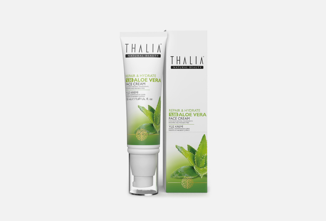 Крем увлажняющий для лица THALIA NATURAL BEAUTY Repair & Hydrate 50% Aloe Vera 50 мл крем для лица thalia natural beauty pearl powder 100 мл