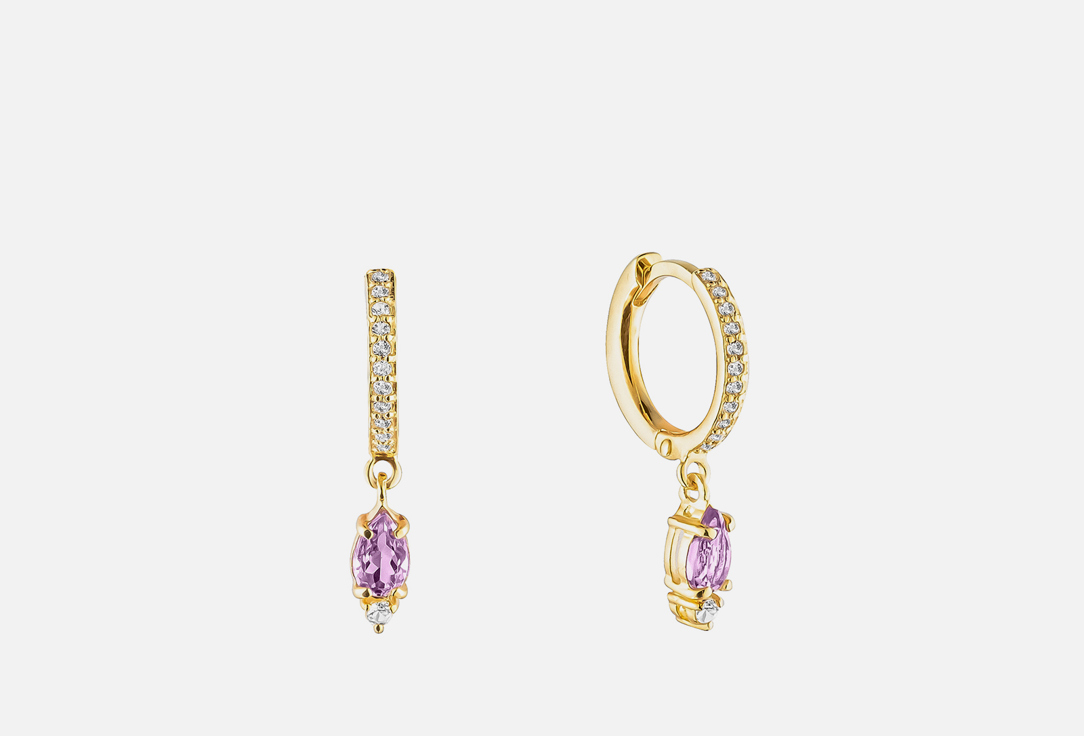 

Серьги MOONKA, С подвесками-грушами из розовых турмалинов 2 шт